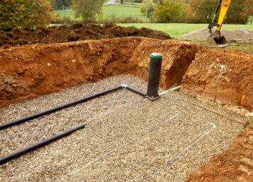 The top layer of pipework, after the membrane, sand and gravel h